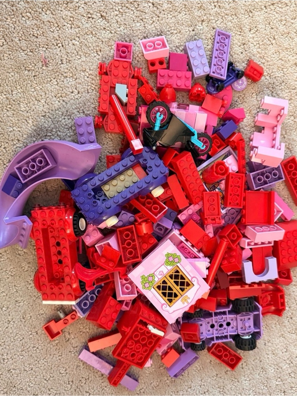 Lego Bright Pink, Red & Purple Building Brick Lot